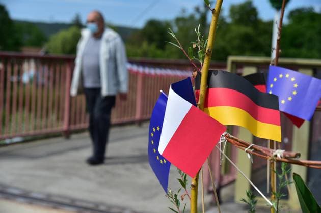 The German-French border at the Bridge of Friendship in Kleinblittersdorf in Saarland is open again on Monday 15 6 2020 Border controls ended at night bub