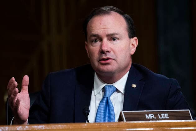 June 16, 2020, Washington, District of Columbia, USA: United States Senator Mike Lee (Republican of Utah), asks a question during the US Senate Judiciary Committee hearing titled Police Use of Force and Community Relations, in Dirksen Senate Office Building in Washington, D.C., on Tuesday, June 16, 2020 Washington USA - ZUMAs152 20200616_zaa_s152_234 Copyright: xTomxWilliamsx