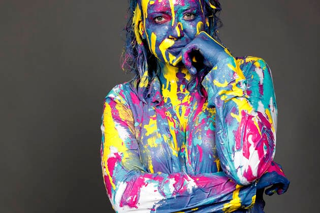 BODYART Colour Shirt Performance with Model Alena at Atelier Düsterwald Hameln, 16 06 2020 BodyArt artist Jörg Düsterwald Foto:xT.xSkupinx xFuturexImage