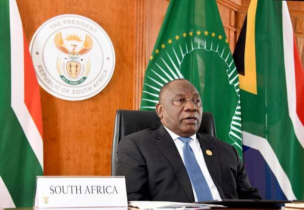(200618) -- PRETORIA, June 18, 2020 (Xinhua) -- South African President Cyril Ramaphosa speaks at the Extraordinary China-Africa Summit on Solidarity against COVID-19 in Pretoria, South Africa, June 17, 2020. The summit, held via video link, was jointly proposed by China, South Africa, the rotating chair of the African Union (AU), and Senegal, the co-chair of the Forum on China-Africa Cooperation (FOCAC). (South Africa Presidency Handout via Xinhua) SOUTH AFRICA-PRETORIA-PRESIDENT-EXTRAORDINARY CHINA-AFRICA SUMMIT 