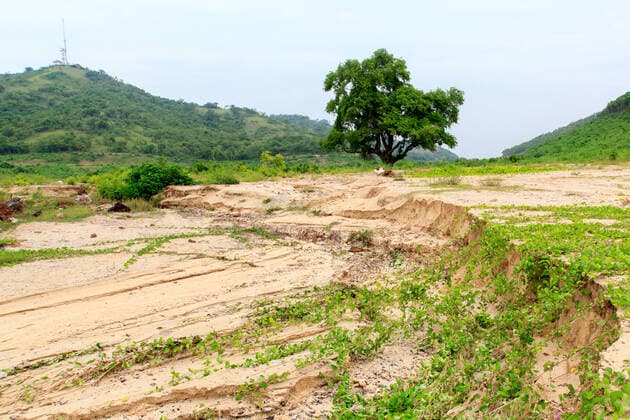 Water erosion of sand Sand that was eroded over a wide area.  Copyright: xthanarat27x 13355474