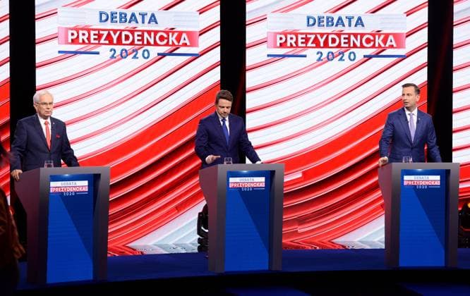 Poland s Presidential debate in Warsaw Presidential debate on June 17, 2020 at the TVP (Polish State TV) in Warsaw, Poland. Waldemar Witkowski, Rafal Trzaskowski, Wladyslaw Kosiniak-Kamysz EN_01433113_0101 