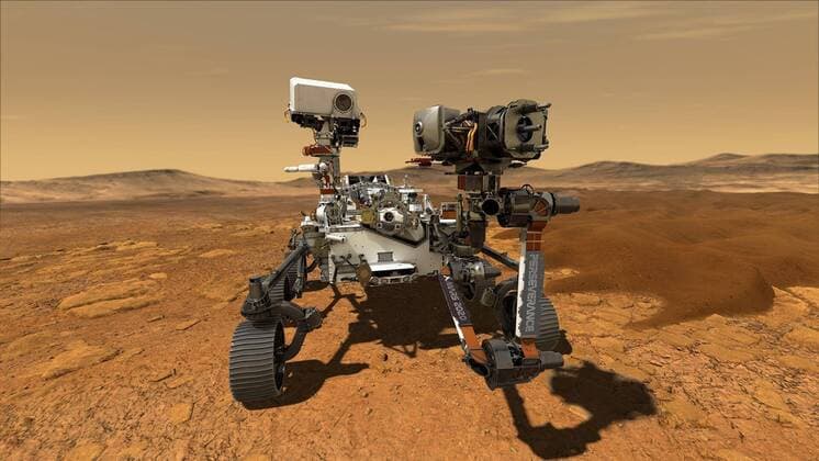 Bilder des Jahres 2020, News 06 Juni News Themen der Woche KW25 PICTURE SHOWS: Artist s impression of the Perseverance Mars rover, ... STORY CAPTION: Nasa?s Perseverance Mars rover will carry a 3-by-5-inch (8-by-13-centimeter) aluminium plate that commemorates the impact of the COVID-19 pandemic and pays tribute to the perseverance of healthcare workers around the world. The rover is just over a month from its July 20 targeted launch date. The rover s astrobiology mission will seek signs of past microscopic life on Mars, explore the geology of the Jezero Crater landing site, and demonstrate key technologies to help prepare for future robotic and human exploration. And the rover will do all that while collecting the first samples of Martian rock and regolith (broken rock and dust) for return to Ea Copyright: xx 40655651 EDITORIAL USE ONLY. NOT FOR USE BY NEWSPAPERS BASED IN THE UK.