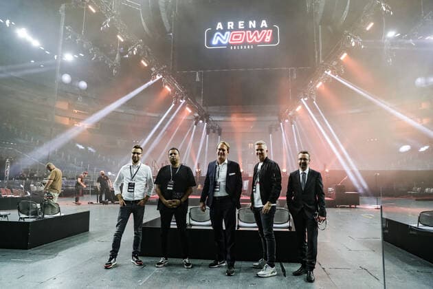 ARNEA NOW concept presentation 18 06 2020 Tim Voigt Managing Director achtung Alive GmbH , Tom Thomas Managing Director Bootshaus Live GmbH , Stefan Loecher Managing Director LANXESS arena , Thomas Fasshauer Managing Director Chico Event GmbH , Dr Juergen Martin Amann Managing Director of KoelnTourismus Presentation of the ARNEA NOW concept 18 0 Copyright: xBEAUTIFULxSPORTS Wunderlx