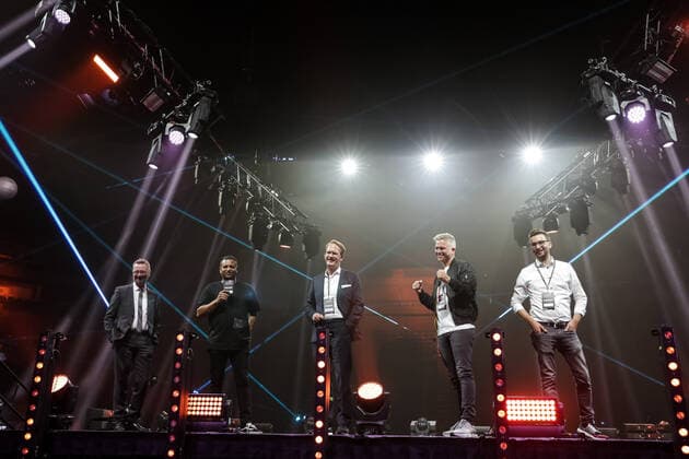 ARNEA NOW concept presentation 18 06 2020 Dr Juergen Martin Amann Managing Director of Cologne Tourism , Tom Thomas Managing Director Bootshaus Live GmbH , Stefan Loecher Managing Director LANXESS arena , Thomas Fasshauer Managing Director Chico Event GmbH , Tim Voigt Managing Director achtung Alive GmbH Presentation of the ARNEA NOW concept 18 Copyright: xBEAUTIFULxSPORTS Wunderlx