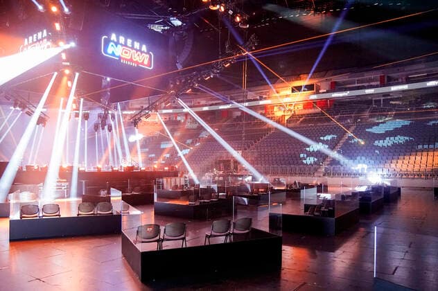 Cubes and seats in compliance with the hygiene guidelines and the distance rules at the press conference to present the new event concept Arena Now in the Lanxess Arena Cologne, 18 06 2020 Foto:xJ.xKrickx xFuturexImage