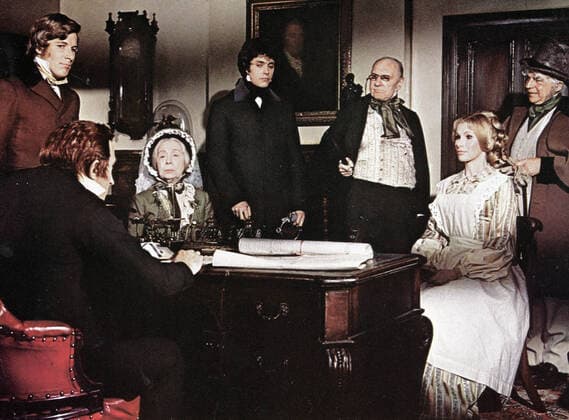 DAVID COPPERFIELD DAVID COPPERFIELD RON MOODY, NICHOLAS PENNELL, EDITH EVANS, ROBIN PHILLIPS, RALPH RICHARDSON, SUSAN HAMPSHIRE AND UNIDENTIFIED Date: 1969. Strictly editorial use only in conjunction with the promotion of the film. Credit line mandatory. This image is copyright of the film company and is supplied under the terms of issue as film still. No commercial or book cover use permitted without prior consent from the film company.  Mandatory credit line: Image courtesy OMNIBUS PRODUCTIONS Ronald Grant Archive Mary Evans