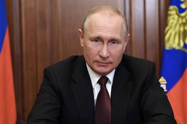 News Bilder des Tages MOSCOW REGION, RUSSIA - JUNE 23, 2020: Russia s President Vladimir Putin delivers a televised address to the nation at the Novo-Ogaryovo residence. Alexei Nikolsky Russian Presidential Press and Information Office TASS  TS0DDA3B