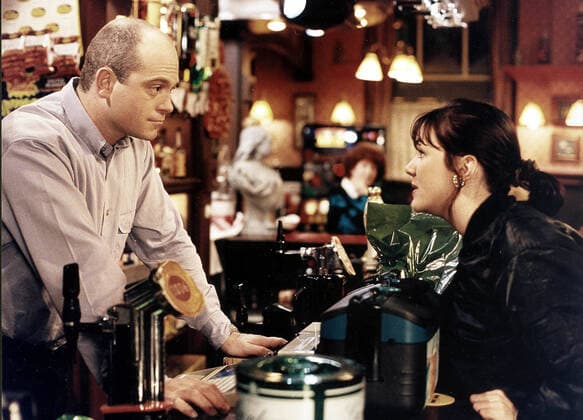 EASTENDERS EASTENDERS ROSS KEMP as Grant Mitchell, MARTINE MCCUTCHEON as Tiffany. Strictly editorial use only in conjunction with the promotion of the film. Credit line mandatory. This image is copyright of the film company and is supplied under the terms of issue as film still. No commercial or book cover use permitted without prior consent from the film company.  Mandatory credit line: Image courtesy BBC Ronald Grant Archive Mary Evans