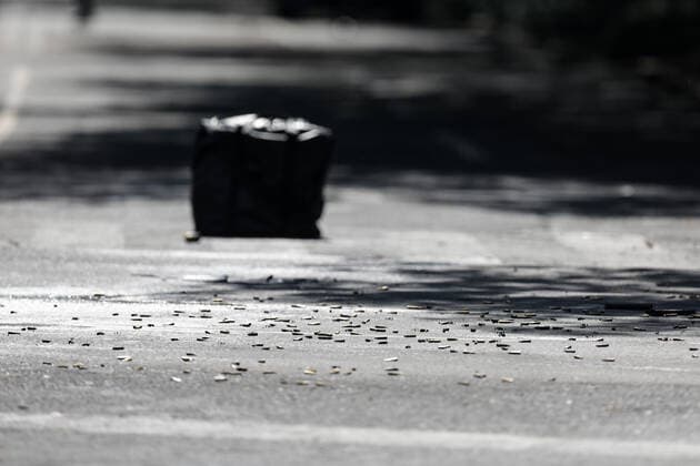 (200627) -- MEXICO CITY, June 27, 2020 (Xinhua) -- Bullet shells are left at the scene where Mexico City Chief of Police Omar Garcia Harfuch was attacked by gunmen in Mexico City, Mexico, June 26, 2020. A group of gunmen opened fire on Mexico City Chief of Police Omar Garcia Harfuch and his bodyguards on Friday morning, injuring him and killing two officers and a civilian, according to local authorities. (Photo by Francisco Canedo Xinhua) MEXICO-MEXICO CITY-POLICE CHIEF-ATTACK 