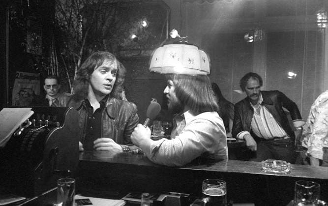 Udo Lindenberg , 17 May 1946, rock musician, writer and painter Fred Fesl, 7 July 1947 Lower Bavarian musician and singer, joint performance in Munich Schwabing May 1977 Copyright: xHeinzxGebhardtx