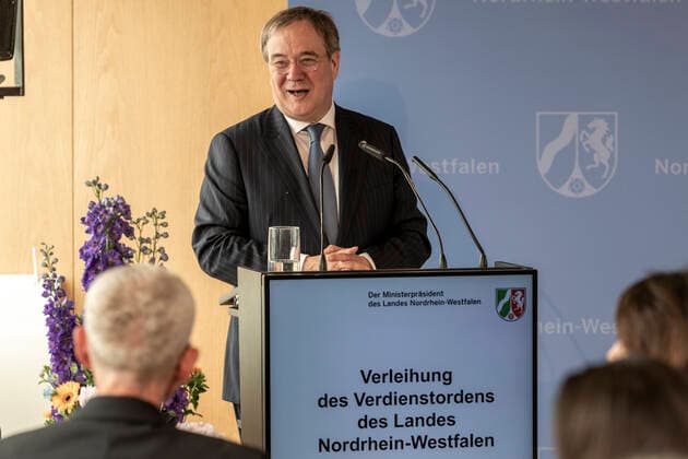 Award of the Order of Merit of North Rhine-Westphalia on July 1, 2020 in Düsseldorf In the picture NRW Prime Minister Armin Laschet at the laudation accompanying the award of the Order On the occasion of the seventieth anniversary of the state constitution of North Rhine-Westph