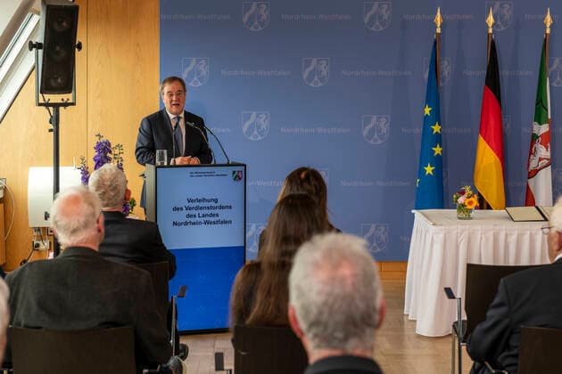 Award of the Order of Merit of North Rhine-Westphalia on July 1, 2020 in Düsseldorf In the picture NRW Prime Minister Armin Laschet at the laudation accompanying the award of the Order On the occasion of the seventieth anniversary of the state constitution of North Rhine-Westph