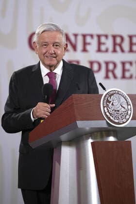 (200702) -- MEXICO CITY, July 2, 2020 -- Mexican President Andres Manuel Lopez Obrador reacts during a press conference in Mexico City, Mexico, July 1, 2020. The U.S.-Mexico-Canada Agreement (USMCA) officially entered into force on Wednesday, replacing the 26-year-old North American Free Trade Agreement (NAFTA). (Str Xinhua) MEXICO-MEXICO CITY-USMCA-ENTER INTO FORCE XinxYuewei 