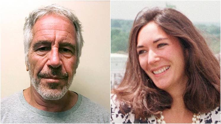 Festnahme von Ghislaine Maxwell - Archivbilder July 2, 2020, Florida, USA: Left: A 2017 photo, provided by the New York State Sex Offender Registry, of Jeffrey Epstein. Right: A 1991 file photo of British socialite Ghislaine Maxwell arriving at Epsom Racecourse. Maxwell was arrested by the FBI on Thursday on charges she helped procure underage sex partners for the financier. USA - ZUMAs70_ 20200702_zan_s70_035 Copyright: xTampaxBayxTimesx