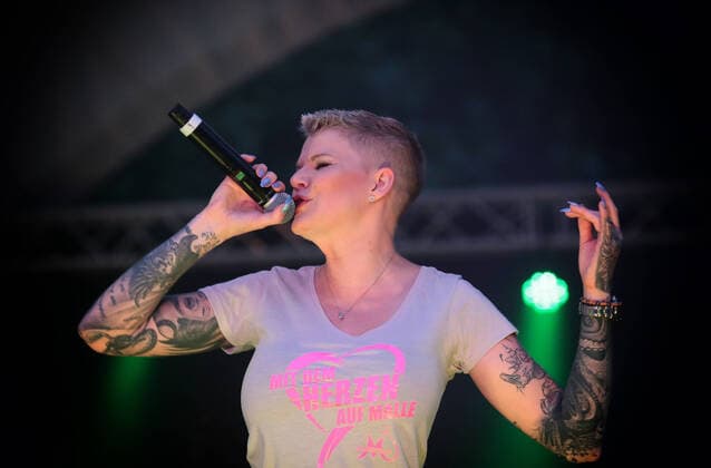 Melanie Müller at her performance on Rügen - she had not only a heart for Malle