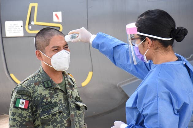The Mexican Army unload medical supplies at Merida International Airport to help hospitals battle COVID-19. The Secretary of National Defense has moved 4,914,06 tons of medical supplies in different states of the country to face this pandemic. Where: Merida, Mexico When: 05 Jul 2020 Credit: Eyepix Cover Images **EDITORIAL USE ONLY** Copyright: xIlianaxSuarezx 40698023 EDITORIAL USE ONLY. NOT FOR USE BY NEWSPAPERS BASED IN THE UK.