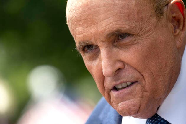 Rudy Giuliani, personal lawyer to United States President Donald J. Trump, speaks to members of the media following a television interview with One America News Network outside the White House in Washington D.C., U.S., on Wednesday, July 1, 2020. Photo Credit: Stefani Reynolds CNP AdMedia 257378 2020-07-01 District of Columbia Washington  Copyright: xAdMediax STAR_257378_005