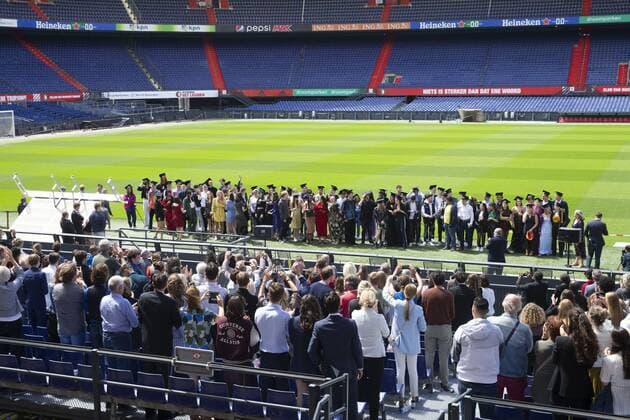 Students receive their diploma in Feyenoord football stadium De Kuip in Rotterdam, The Netherlands, 07 July 2020 Due to the measures surrounding the coronavirus, the graduation ceremony of Het Lyceum Rotterdam takes place in an appropriate manner ANP PIETER STAM DE JONGE  Copyright: xHollandsexHoogtex xxANPx x416831358x