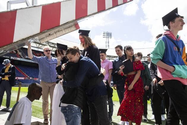 ROTTERDAM Pupils come out of the players tunnel in De Kuip Due to the measures surrounding the coronavirus, the graduation ceremony of the Lyceum Rotterdam will take place in an adapted manner ANP PIETER STAM DE JONGE.  Copyright: xHollandsexHoogtex xxANPx x416831417x