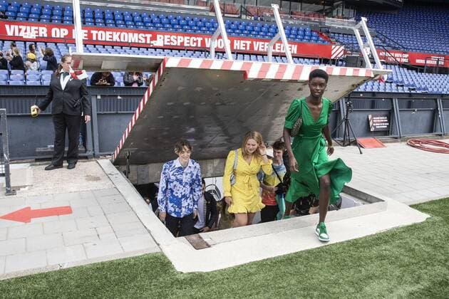 ROTTERDAM Pupils come out of the players tunnel in De Kuip Due to the measures surrounding the coronavirus, the graduation ceremony of the Lyceum Rotterdam will take place in an adapted manner ANP PIETER STAM DE JONGE.  Copyright: xHollandsexHoogtex xxANPx x416831443x