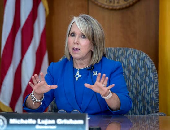 July 9, 2020, USA: Governor Michelle Lujan Grisham announces some return to closures during her weekly update on the COVID-19 outbreak in New Mexico and the state effort to control it. The news conference is being held at the Roundhouse in Santa Fe, Thursday July 9, 2020. USA - ZUMAab1_ 20200709_zaf_ab1_012 Copyright: xEddiexMoorex