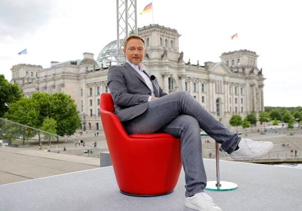 FDP leader Christian Lindner, Germany, Berlin, ARD Summer interview in report from Berlin