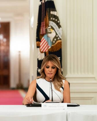 July 7, 2020, Washington, The District of Columbia, United States Of America: First Lady Melania Trump delivers remarks during the National Dialog on Safely Reopening America s Schools event Tuesday, July 7, 2020, in the East Room of the White House...People: Melania Trump. Washington United States Of America - ZUMAn287 20200707_zaa_n287_001 Copyright: xSMGx