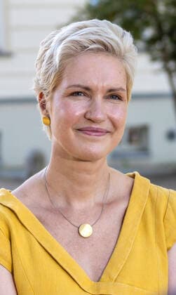 German Foundation for Commitment and Volunteerism Manuela Schwesig SPD, State Premier of Mecklenburg-Western Pomerania stands in front of the Carolinum High School in Neustrelitz Neustrelitz Mecklenburg-Western Pomerania Germany after the ceremony to establish the German Foundation for Commitment and Volunteerism