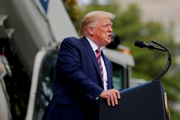 July 16, 2020, Washington, District of Columbia, USA: United States President Donald J. Trump, speaks during a Rolling Back Regulations to Help All Americans event on the South Lawn of the White House in Washington, DC, US, on Thursday, July 16, 2020. Russian state intelligence is hacking international research centers that are racing to develop a Covid-19 vaccine, the U.K., U.S. and Canadian governments said today Washington USA - ZUMAs152 20200716_zaa_s152_017 Copyright: xAlxDragox