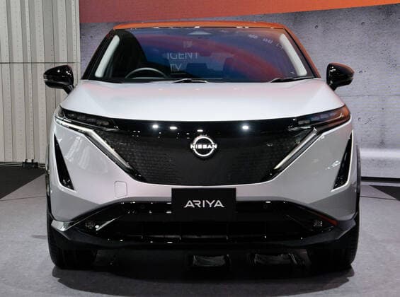 Nissan Motors new electric crossover SUV Ariya is displayed at the gallery of Nissan Motors global headquarters in Yokohama, Kanagawa-Prefecture, Japan on Saturday, July 18, 2020. Nissan unveiled the new Ariya during a virtual event at the soon-to-open Nissan Pavilion in Yokohama on July 15.  TKP2020071803 KEIZOxMORI
