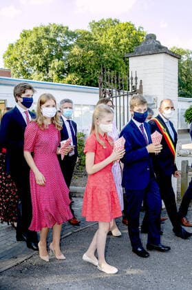 21-07-2020 Belgium Princess Elisabeth and Prince Gabriel and Princess Eleonore and Prince Emmanuel visiting the elderly at the Cecilia center in Alken during the national day in Belgium.  Copyright: xPPEx