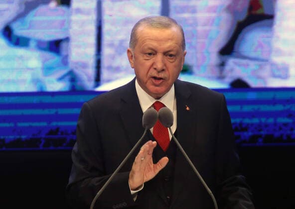 (200721) -- ANKARA, July 21, 2020 -- Turkish President Recep Tayyip Erdogan speaks at a meeting in Ankara, Turkey, on July 21, 2020. Turkish troops would remain in Syria until the Syrians can live in peace and safety, Erdogan said on Tuesday. (Photo by Xinhua) TURKEY-ANKARA-PRESIDENT-TROOPS-SYRIA MustafaxKaya 