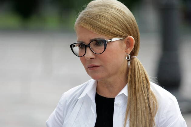 KYIV, UKRAINE - AUGUST 3, 2020 - Leader of the Batkivshchyna All-Ukrainian Union, MP Yulia Tymoshenko is pictured during a news conference outside the Verkhovna Rada building, Kyiv, capital of Ukraine. News conference of Batkivshchyna leader Yulia Tymoshenko  Copyright: xEvgenxKotenkox