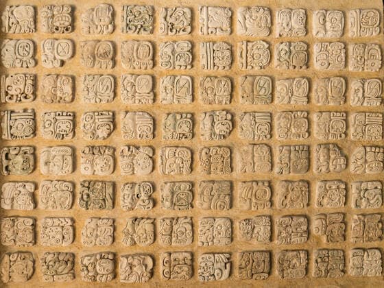 Mayan glyphs from Temple XVIII at the museum at Palenque, Mexico. Palenque Site Museum Alberto Ruz Lluillier . Palenque National Park. A UNESCO World Heritage Site. Palenque National Park Palenque Site Museum Alberto Ruz Lhuillier Chiapas Mexico Copyright: xJonxG.xFuller,xJr.x JGF-museum-Palenque-MX-6896