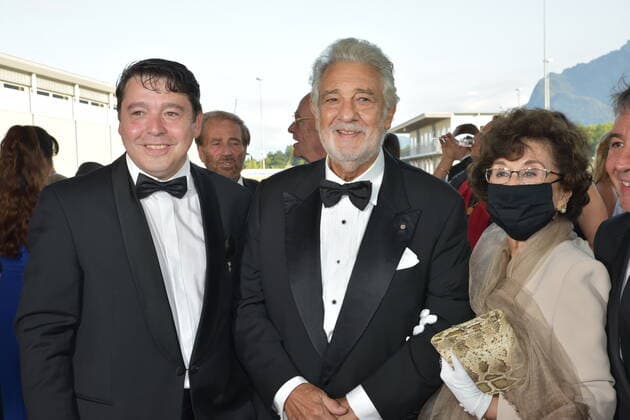 Karl Michael Ebner, organizer, Placido Domingo, wife Martha, Austrian Music Theatre Prize, Gala, Terminal 2, Salzburg 2020,