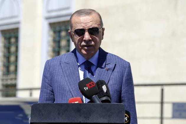 (200814) -- ISTANBUL, Aug. 14, 2020 (Xinhua) -- Turkish President Recep Tayyip Erdogan speaks to reporters in Istanbul, Turkey on Aug. 14, 2020. Erdogan on Friday said Turkey might suspend its diplomatic relations with the United Arab Emirates (UAE), or call back its ambassador over UAE s deal with Israel. (Xinhua) TURKEY-ISTANBUL-UAE-ERDOGAN 