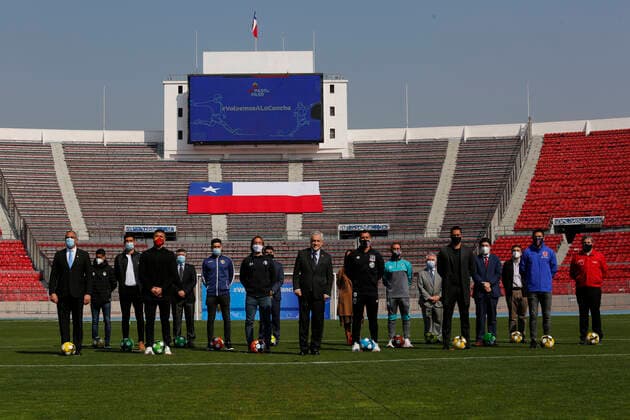 Santiago 19 August 2020 The President, Sebastian Pinera, the Minister of Sport, Cecilia PÃ rez and the Minister of Health, Enrique Paris, meet with the President of the ANFP, Pablo Milad, the President of SIFUP, Gamadiel Garcia, and first division club captains Marcelo Hernandez Aton Chile, Santiago Chile Aton 441199 Copyright: MARCELOxHERNANDEZ ATONxCHILE