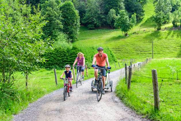 A bike tour with the whole family from Oberstdorf to the Trettach Valley A bike tour with the kids Oberstdorf Dietersbachtal Bavaria Germany
