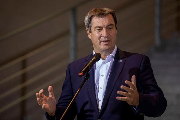 Germany, Berlin, Federal Chancellery, press statement after the coalition talks, CSU leader Markus Söder, 25 08 2020