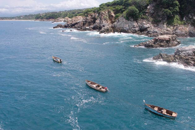 ACAPULCO, MEXICO - AUGUST 24: A vintage boat is seen floating on the seashore on August 24, 2020 in Acapulco, Mexico. Credit: Ricardo Castelan Cruz Eyepix Group The Photo Access Vintage Boat on the Sea  Copyright: xRicardoxCastelanxCruzx