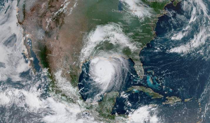 August 26, 2020, Gulf of Mexico, USA: Satellite image shows Hurricane Laura in the Gulf of Mexico. Laura is forecast to make landfall along the Gulf Coast as a Category 4 storm. As of Wednesday morning, Laura is a Category 3 storm with maximum sustained winds of at least 115 mph. Forecasters predict a storm surge from 9 to 14 feet when it strikes near the Louisiana Texas border. Gulf of Mexico USA - ZUMAz03_ 20200826_zan_z03_745 Copyright: xNOAAx