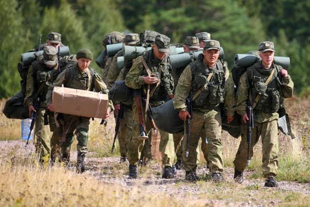 LENINGRAD REGION, RUSSIA - AUGUST 26, 2020: Servicemen take part in a seaborne landing exercise on Gogland Island in the Gulf of Finland. Peter Kovalev TASS  TS0E4CA2