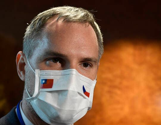 Prague Mayor Zdenek Hrib, who signed a sister city agreement with Taipei previously, a member of the Czech Senate chairman Milos Vystrcil s delegation to Taiwan, speaks to Czech reporters in Taipei today, on Monday, August 31, 2020. (CTKxPhoto MichalxKrumphanzl) CTKPhotoP202008310240501 kru 19