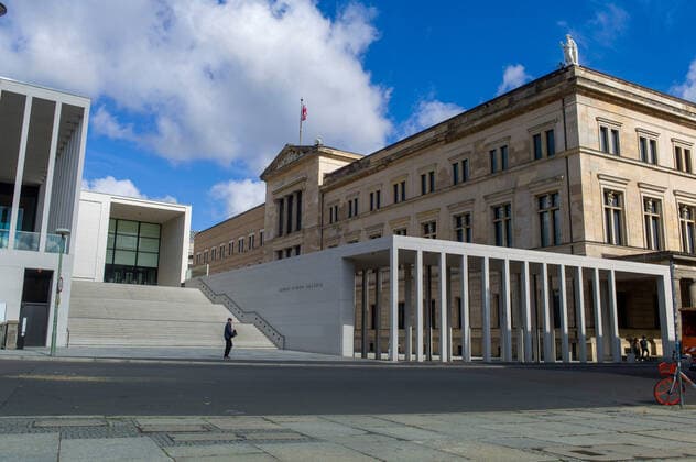 Germany, Berlin, Museum Island, James Simon Gallery and Neues Museum, 31 08 2020