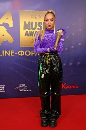 MOSCOW, RUSSIA - SEPTEMBER 4, 2020: Ukrainian singer Mari Kraimbrery (Maryna Zhadan) attends an online ceremony to present the 3rd annual Zhara Music Awards at Karo 11 Oktyabr Cinema. Vyacheslav Prokofyev TASS  TS0E5DCD
