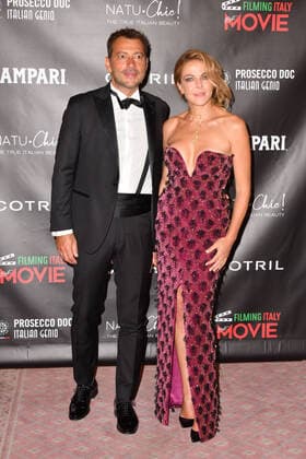 77th Venice Film Festival 2020, Best movie award red carpet. Pictured Claudia Gerini , Simon Clementi  Copyright: xManuelexMangiarottix xIPAx xManuelexMangiarottix xVeneziax20x