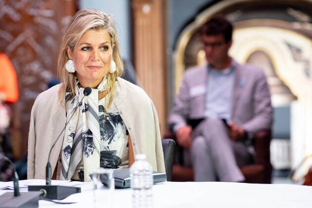 09-09-2020 Katwijk Queen Máxima attended the national Music Table Day (MuziekTafeldag), organized by the Méér Muziek in de Klas foundation, in the Theaterhangaar in Katwijk. During the national Music Table Day, representatives of education, municipalities and cultural institutions came together, both physically and online.  Copyright: xPPEx