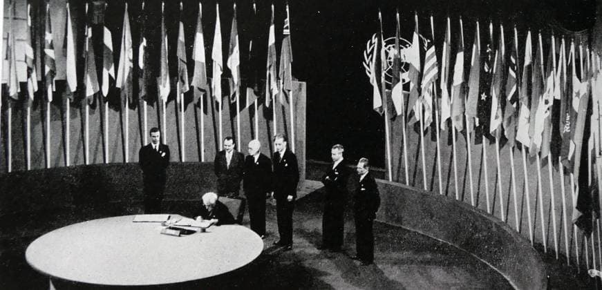 the UN Conference on International Organization opened in San Francisco, 25 April 1945, attended by 50 governments and a number of non-governmental organizations involved in drafting the UN Charter. WorldxHistoryxArchive 917_05_WHA_134_0964
