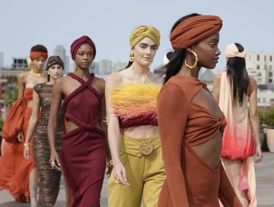 Models walk on the runway at the Bronx and Banco fashion show at the rooftop of Spring Studios as park of New York Fashion Week on Tuesday, September 15, 2020 in New York City. Due to the Coronavirus pandemic almost all shows will be virtual with no attendees and some big designers are opting to skip altogether.  NYP20200915158 JOHNxANGELILLO